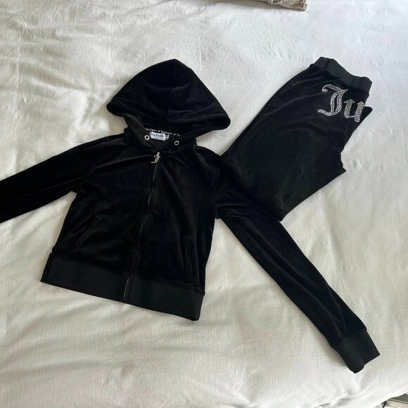 Juicy Couture Pants - Authentic Juicy Couture Black Velour Track Suit